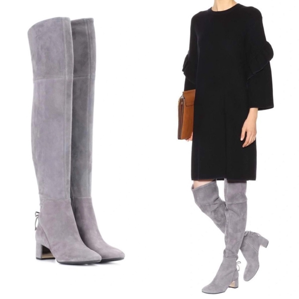 Tory Burch Gray Suede Over-the-Knee Boots